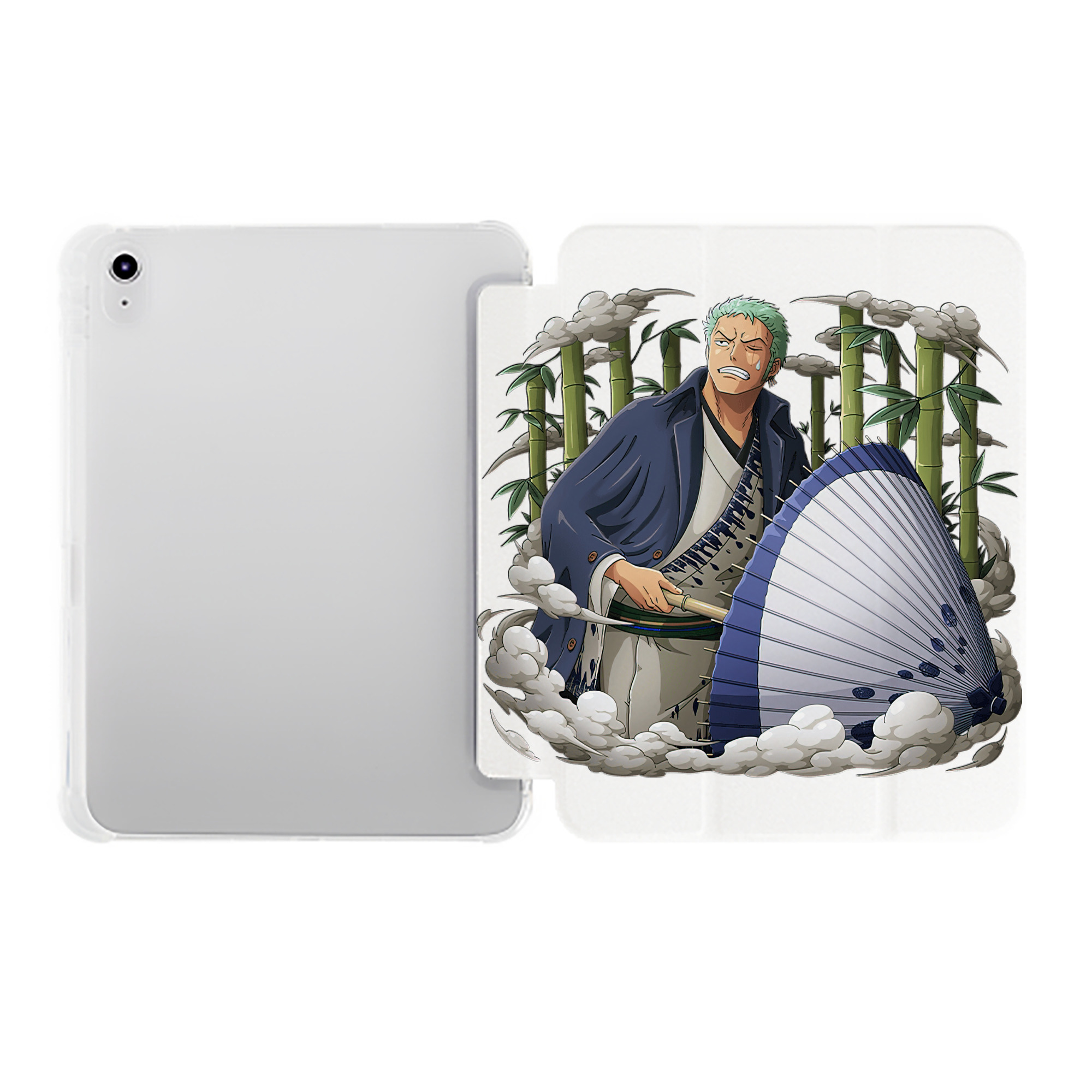 （画像用） ワンピース ロロノア・ゾロ ONE PIECE Roronoa Zoro IPad ケース ペン収納付き 三つ折りスタンド PUレザー×シリコン 対応機種9.5/10.5/10.9インチ